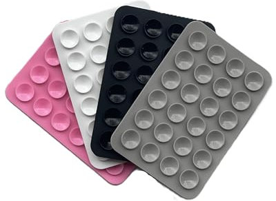 Generic Flex FIX - Suction Cup Stickers for Phone Case - Phone Holder Silicone Stickers - Selfies TikTok Vlogging Octobuddy Popsocket - 4-Pack: Pink/White/Black/Grey
