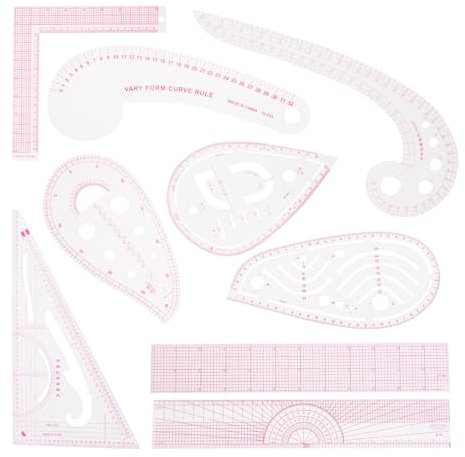 Pattern Master French Curve Rulers - Set of 9 Styles Including Vinyl and Flower Curve Rulers for Dressmaking