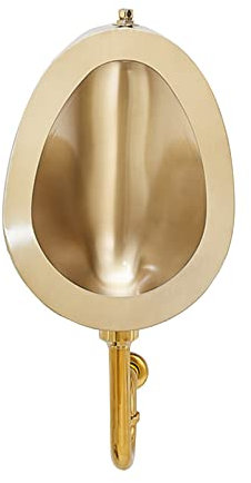 Wandmontiertes goldenes Edelstahl-Urinal, stehendes Herren-Urinal mit intelligentem Sensor-Spülventil, Urinalwanne mit Abflussset, geeignet für Badezimmer, Einkaufszentrum und Bar (Wandabfluss)