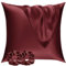 Vielit Satin Kissenbezug 80x80 2er Set & 2 Haargummis, Satin Kopfkissenbezug 80x80 Rot, Weich wie Seidenkissenbezug 80x80,Bessere Pflege als Silk Pillosecase,Kissenhülle Kissenbezug für Haar und Haut