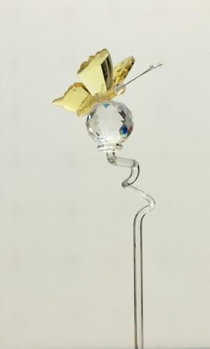 Orchideenstäbe Glas Orchideenstab mit Schmetterling goldgelb Qualität Handmade