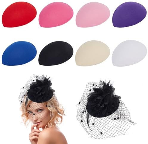 nbeads 8 STK. Teardrop Fascinator Hut Basis, 13.3x11.2cm Eva Millinery Fascinator Basis Cocktail Hüte Machen Basis Frauen Hut Craft für Party Hochzeit Hut DIY Crafts Haar Zubehör Dekoration