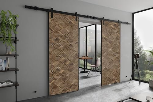 KIER FURNITURE AURA DUO Schiebetüren – Schiebetür Komplettset Schiene Komplettset Mit Tür – Zimmertüren Mit Zarge Komplett212x205x1,6cm - Art Deco