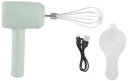Batidora Eléctrica de Mano, Batidor Recargable Inalámbrico Portátil para Hornear Pasteles, Cocina Mezcladora de Crema (Cian claro)