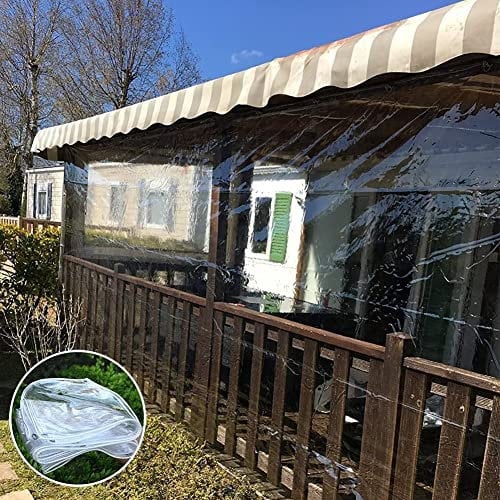Clear Tarp Curtain 2.7m x 2.7m Waterproof and Weather Resistant Patio Curtain for Pergola Porch Gazebo and Cabana Indoor/Outdoor with Rustproof Grommets