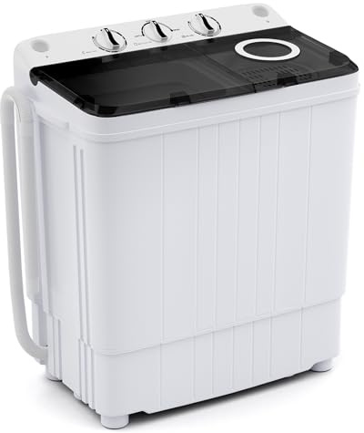 Giantex - Lavadora portátil, 18 libras compacta, combinada con drenaje de bomba, tina doble, lavado de 12 libras y giro de 7 libras, lavadoras Portatiles Lavadoras para departamento, RV Dorm College