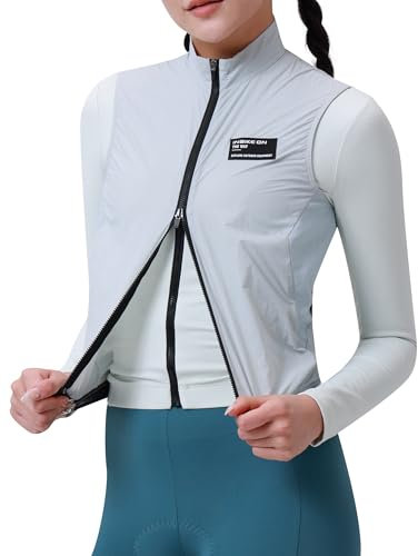 INBIKE Chaleco Ciclismo Mujer Chaqueta Cortaviento Nylon Transpirable Ligera Bicicleta Deportes Senderismo Reflectante Ciclismo Gris S