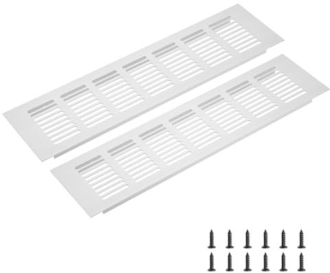 sourcing map Rectangle Ventilation Grille, Aluminum Alloy Mesh Air Vent Cover Louvered Ventilation Cover with Mounting Screws for Cabinet Shoe Closet (300x80mm/12x3, Silver Tone)