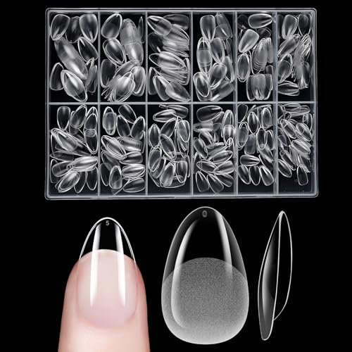 Venares Extra Short Almond Nails Press on, 500 Pcs Soft Gel Nail Tips for Acrylic Extensions, 12 Sizes Full Cover Clear Nail Tips for Gel Extensions, Acrylic Nail Extension Kit for Beginners