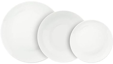 Villa Altachiara Set Piatti 6 Persone, Servizio Piatti 18 Pezzi, In New Bone China, Piatti Piani 27 Cm + Piatti Fondi 21 Cm + Piatti Frutta 19 Cm, Moderni, Linea Coup