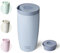 Bottle Bottle Insulated Travel Mug 500ml Stainless Steel Office Coffee Cup with Push Button Lid Keeps Cold and Hot for 8 Hours (Blue)