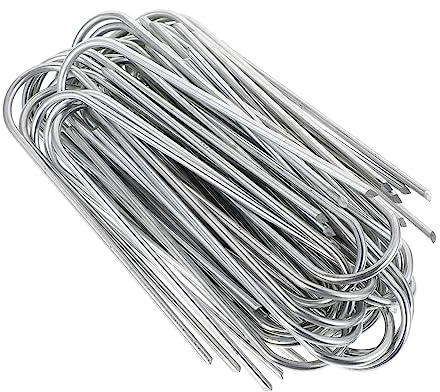 BESPORTBLE 50pcs Garden Pegs Galvanized Ground Anchor Nails U-shaped Stakes Plant Supports Ground Cloth Fixing Nails