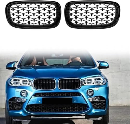Kühlergrill Vorne Am Auto für BMW F15 X5 F16 X6 2014 2015 2016 2017, Frontstoßstangengrill Haubengrill Stoßstangengrill Front Sport Grill Ersatz Tuning Styling Zubehör,Black