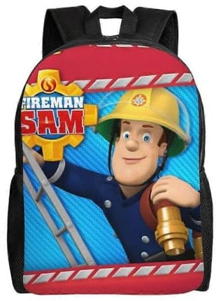 YINGD Feuerwehrmann Sam Schulranzen Cartoon Rucksack Jungen Tasche Student Schultasche Reiserucksack, Schwarz , One size