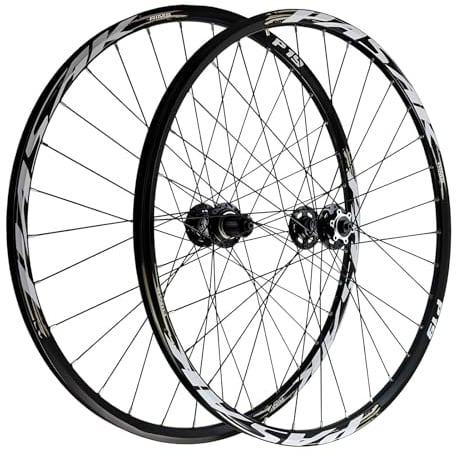 LYYCX AuroraXQ Mountainbike Laufradsatz 26/27.5/29 Zoll, Doppelwand Legierung Scheibenbremse MTB Räder, 32H Edelstahlsprecher Fahrradräder HG Hub 7-12 Geschwindigkeit(Schwarz,26 Zoll)