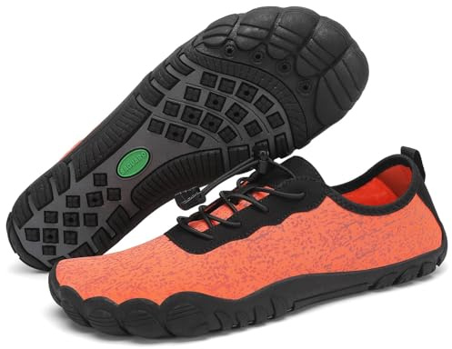 SAGUARO Homme Femme Chaussures pour Piscine et Plage Chaussons de Plongée d'eau Chaussettes Aquatiques pour Sports Nautiques Natation Surf Voile Mer Rivière, Orange, 38 EU