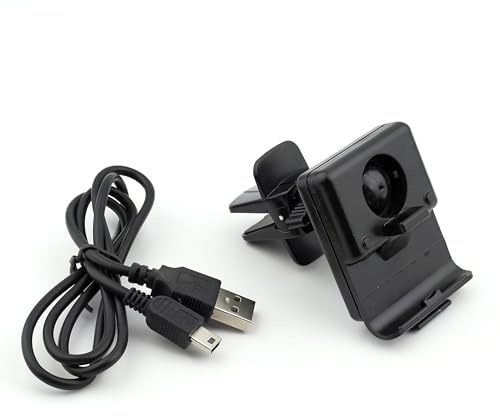 RHINORO Upgraded GPS Air Vent Mount Sat Nav Holder Mount with 80cm Charging Cable, Fits Compatible with Garmi Nuvi 300 310 350 360 370 Series Black