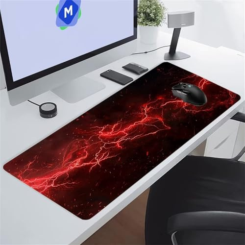 Paysage Noir Rouge Tapis de Souris de Jeu 800x300x3 mm Grand Tapis de Souris Gaming sous-Main Bureau Gamer Large avec Base Antidérapante Tapis de Clavier Lavable pour Gamer PC