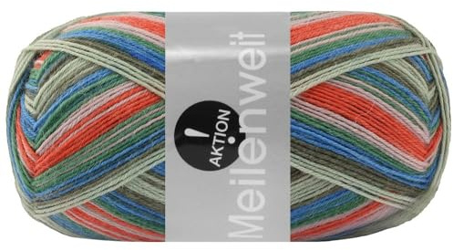 LANA GROSSA Meilenweit 100 Aktion | Sockenklassiker, bedruckt und waschmaschinenfest | Handstrickgarn aus 75% Schurwolle & 25% Polyamid | 100g Wolle zum Stricken & Häkeln | 420m Garn FB 3029