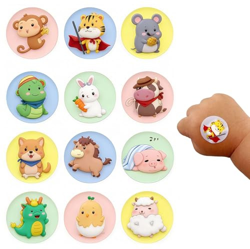 120 Tiritas Infantiles de Dibujos Animados, Redondas de 2,2 cm, Tela Flexible, Punto Adhesivo para Pequeñas Heridas, Granitos, Vacunas y Ampollas – Protege y Cuida la Piel de tu Hijo