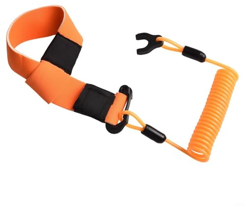 Solaughguy Boat Kill Switch Lanyard für Ski - Sicherheitsgurt mit verstellbarer Neopren-Handschlaufe, Nylon-Spiralschnur & Karabiner-Clip, kompatibel mit (A Orange)