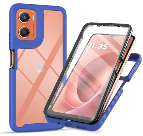 Knoowcase for Motorola MOTO G06 Case Built-in Screen Protector MOTO G06 Phone Case Shockproof Full Protection Rubber Bumper Clear Rugged Back Shell Cover, Blue
