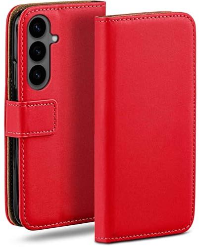 moex für Samsung Galaxy S26 Hülle mit Kartenfach, Handyhülle klappbar 360 Grad Schutzhülle, PU Leder Handytasche Samsung Galaxy S26 Klapphülle Flip Case, Rot