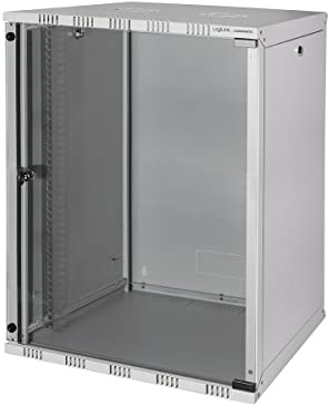 LogiLink W15A54G ECO Wandschrank 15HE (560mm Tiefe), Flat Pack (unmontiert), 48,26 cm (19 Zoll) lichtgrau