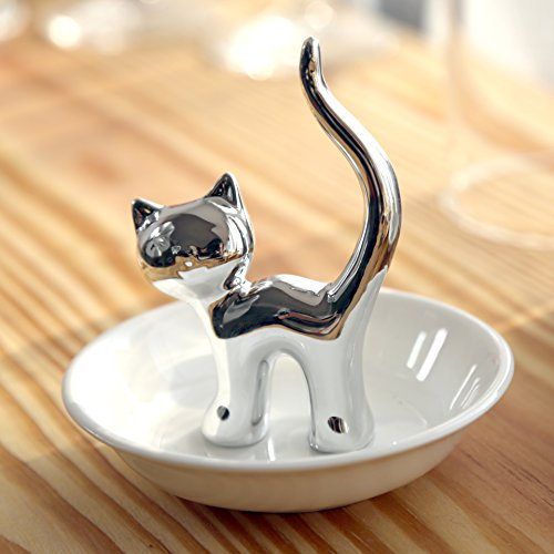 PUDDING CABIN Eastyle Jewelry Rack Ringe Hand Kette Armbänder Ohrringe Tabletts Halterung Silver Cat