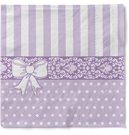 Sovie HOME Tissue Serviette BINE | Lila | Ideal für Hochzeiten und Geburtstage | 33x33cm | 20 Stück