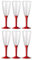 Flute in plastica trasparente da 10cl Made in Italy con gambo vari colori (Gambo Rosso)