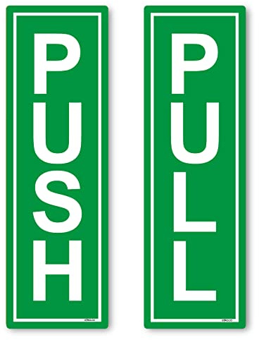 Stika.co Push and Pull Door Signs, Self-adhesive Vinyl Stickers, Green Gloss Finish, 190x60mm (7.5 x 2.4 inch), Indoor and Outdoor Use
