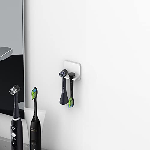 Gloss White Electric Toothbrush Head Holder/Wall mounted Heads Holder (2 Head)