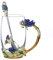 Guon-Wuvl Kaffeetasse Becher Blume Tee Glas Tassen für heiße und kalte Getränke Tee Tasse Löffel Set perfekte Hochzeitsgeschenk (Rose Blue High Coffee Cup, 12 oz)