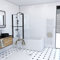 AURLANE Pare Baignoire avec VOLET PIVOTANT 130x105cm Profile Aluminium Noir Mat ET Verre Transparent