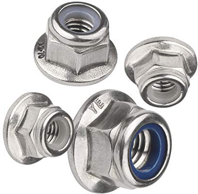 Xiedeai Viti Dadi Flangiati - Chiodi Dado Esagonale Flangia Acciaio Inox Nylon Autobloccante Dado con Rondella M4 M5 M6 M8 M10 M12