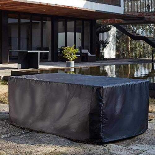 CONCEPT USINE - Housse De Salon De Jardin - Housse De Protection Waterproof Florida 8 Places Noir - 110 x 110 x 73 cm - Imperméable, Coupe-Vent, Robuste, Durable