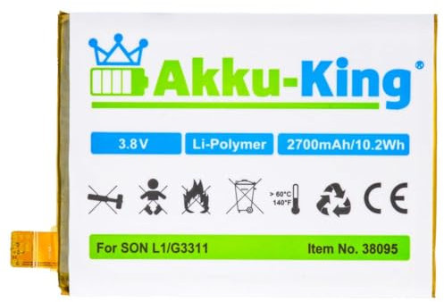 Akku kompatibel mit Sony LIP1621ERPC - Li-Ion 2700mAh - für Xperia L1 G3311, L1 G3313, Xperia L1 Dual G3312, Xperia X F5121, Xperia X Dual F5122