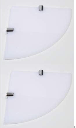 BSM Marketing Lot de 2 étagères d'angle murales flottantes en Acrylique avec Supports chromés Disponibles en Transparent, Noir et Blanc (Blanc, 150 mm x 2)