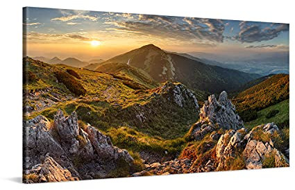PICANOVA – Bild auf Leinwand Blick auf die Berge vom Gipfel Chleb 100x50cm Leinwandbild – Premium Leinwanddruck – Wandbild Kunstdruck Auf 2cm Holz-Keilrahmen Wohnzimmer Wanddekoration – Berge
