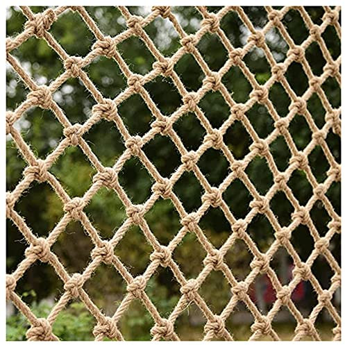 Fishing Net Decor,Child Safety Net, Hemp Rope Decoration Net Hand-Woven Garden Fence Nets Plant Climbing Net Stair Balcony Safety Net Anti-Fall Protection (Color : Beige-8mm, Size : 3x5m)
