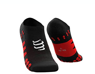 COMPRESSPORT Chaussettes Invisibles, Noir/Rouge, L Mixte