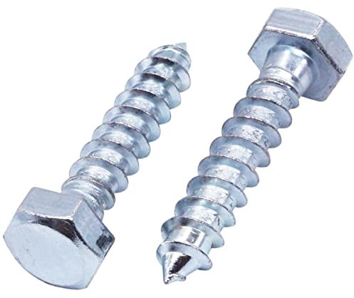 SKIR'CO (20 piezas) Tornillos de madera DIN 571 de acero galvanizado con cabeza hexagonal M8 x 45 mm, tornillos de coach, tornillos hexagonales, tornillos de retardo