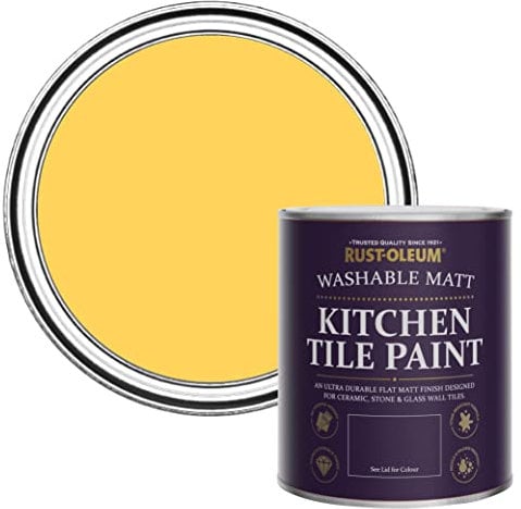 Rust-Oleum Yellow water resistant Kitchen Tile Paint in Matt Finish - Lemon Jelly 750ml