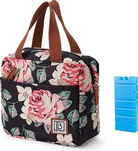 Brisby Kühltasche klein - 4L, Lunchtasche, Vierschicht isolierte Kühltasche mit Kühlelemente, vielseitige Lunchbag, für damen, in Farbe Blumen