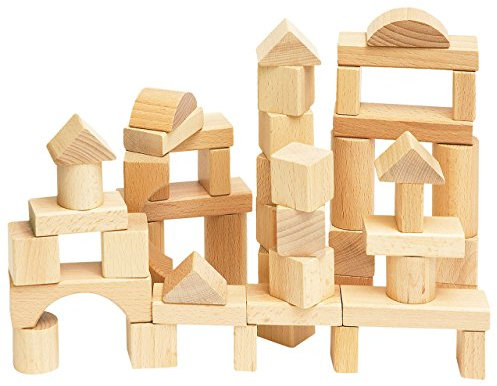 50 Stück große - Bausteine aus Holz - Steine Holzbausteine Bricks Natur Baustein Naturbaustein - Kinderland - Holzbaustein - für Kinder Mädchen Jungen/Holzs..