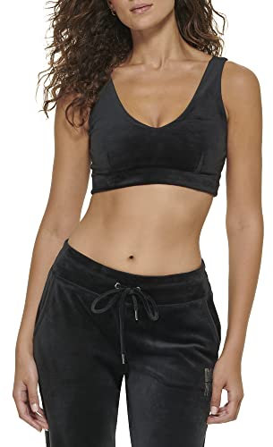 DKNY Damen Scoop Neck Back Logo Bra Top Sport-BH, Undurchsichtige, Schwarz, X-Small