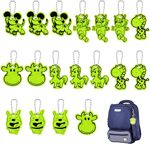 OSDUE 18PCS Sicherheits Reflektor Anhänger, Kinder Reflektor Anhänger, Reflektierend Anhänger,für Schultasche Kleidung Rucksack Radfahren Gehen Laufen