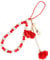 Mobile Phone Lanyard Short Hand Strap, Hand Strap Beads Chain Flower Pendant Wrist Straps, Phone Case Flower Pendant DIY Tassel Phone Straps(red)