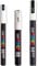Posca - Ultra Fine to Fine Paint Marker Pens Set - PC-1MR, PC-1M, PC-3M - White Ink - Pack of 3
